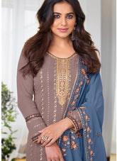 Heavy Embroidered Salwar Suit in Light Coffee